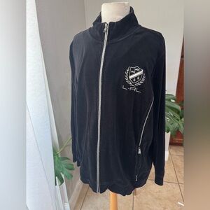 Lauren Ralph Lauren Y2K Velour track jacket Black Zip-Up Jacket with Embroidered